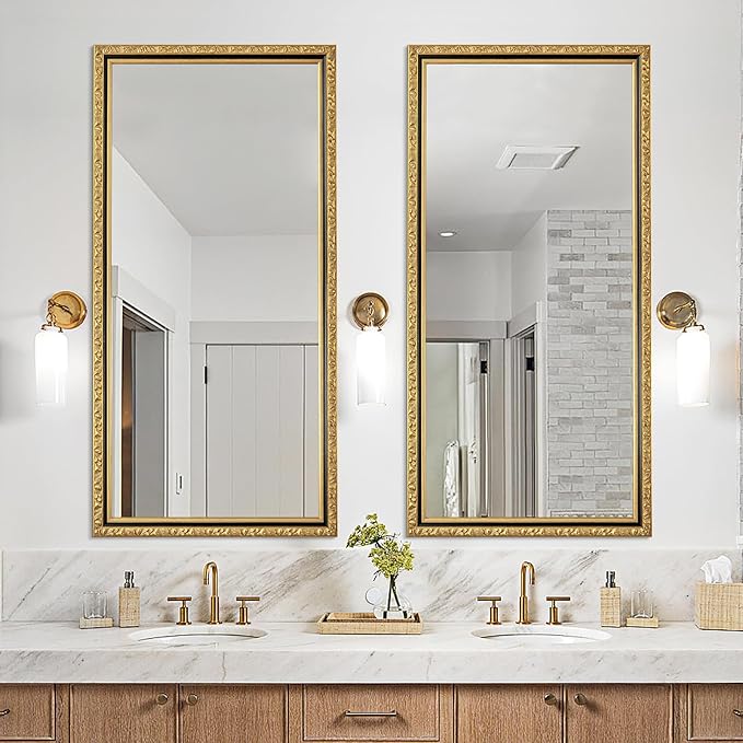 Vintage Large Wall Mirror for Wall, Traditional Ornate Gold Wooden Mirrors - Image 4