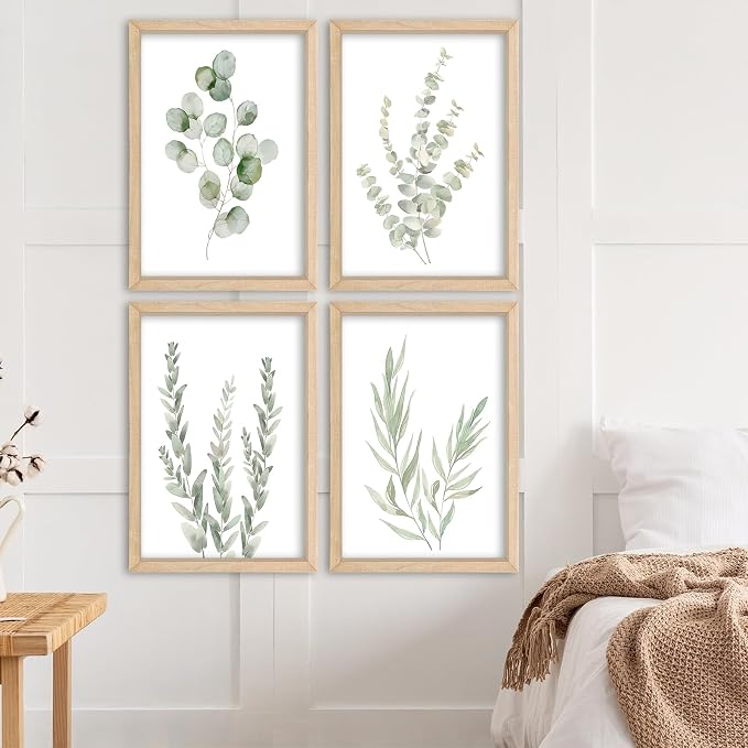 YWJKWLGS Botanical Watercolor Prints Sign Sage Green Eucalyptus Wall Decor - Image 6