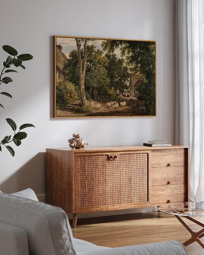 InSimSea Framed Canvas Wall Art Vintage Decor, Room Decor Classical Countryside - Image 2