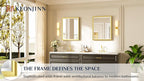 Keonjinn Brushed Gold Bathroom Mirror 24" x 30", Beveled Edge Tempered Glass - Image 7