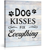 Funny Farmhouse Dog Canvas Wall Art Decor Dog Kisses Fix Everything Rustic Sign by VAHATAN