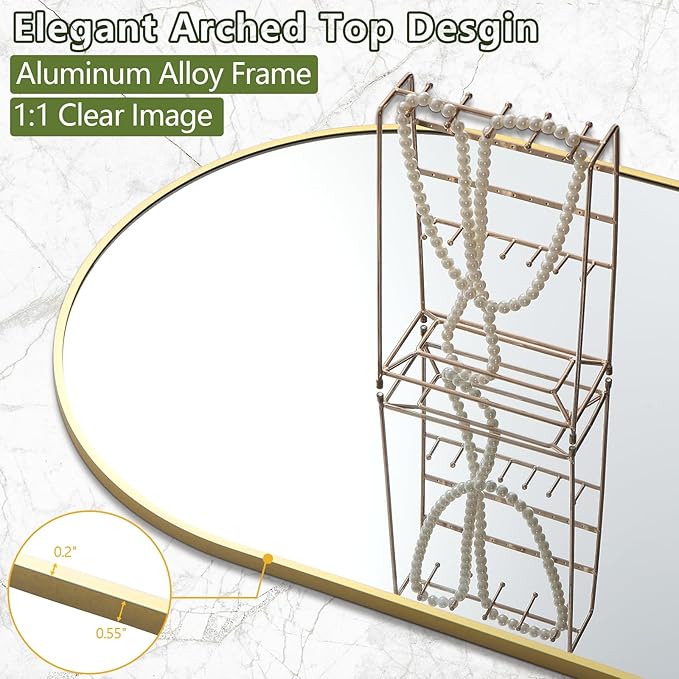 Prywot Arched Full Length Mirror, Modern Full Body Mirrors - Image 2