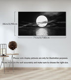 Cao Gen Decor Art S06498 Wall Art Canvas Sea White Full Moon in Night Picture - Image 3