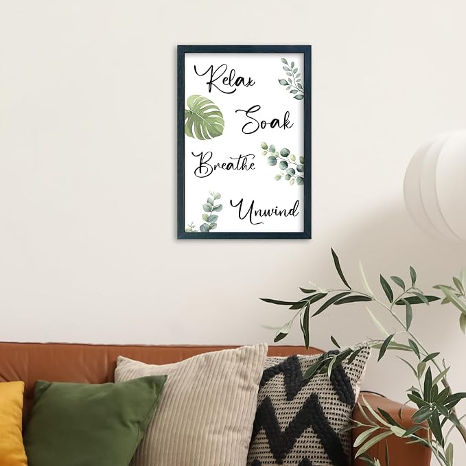 YWJKWLGS Boho Bathroom Wall Art, 11x16 Inch Green Eucalyptus Monstera Decor - Image 6