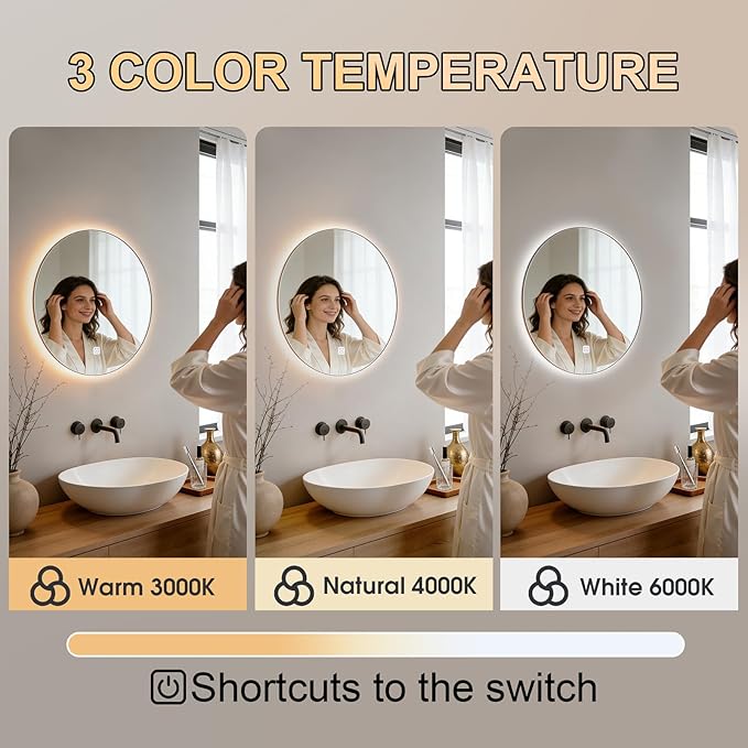 20 Inch Round LED Bathroom Mirror - Image 3