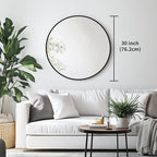 Oruii Round Mirror 30 inch, Large Black Circle Mirror Metal Frame, Large Black - Image 3