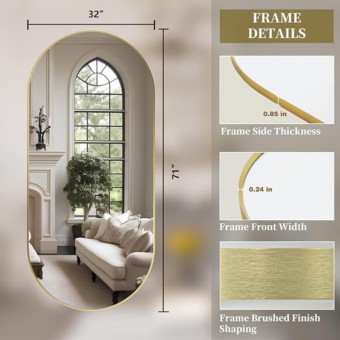 Oval Full Length Mirror, Ultra-Clear Explosion-Proof Dressing Mirror, Simple & - Image 9