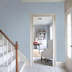 Light Blue Grasscloth Peel and Stick Wallpaper Vintage Texture Removable - Image 7