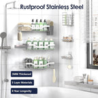NESOMI Shower Caddy Adhesive Shower Organizer 8-Pack, Rustproof Stainless Steel - Image 5