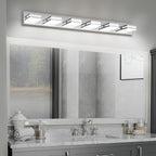 Modern LED Bathroom Lights Fixtures 6-Light, Stainless Steel Chrome Acrylic - Image 6