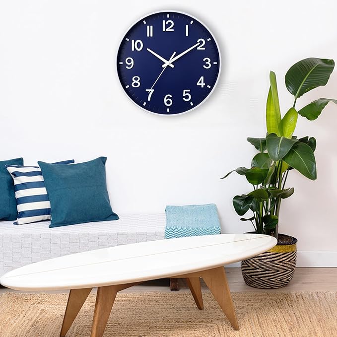 HZDHCLH Navy Blue Wall Clocks Battery Operated, 12 inch Silent Non Ticking - Image 5