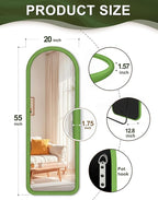 Delma Arched Full Length Mirror, Free Standing Floor Velvet Finish Frame Mirror - Image 5