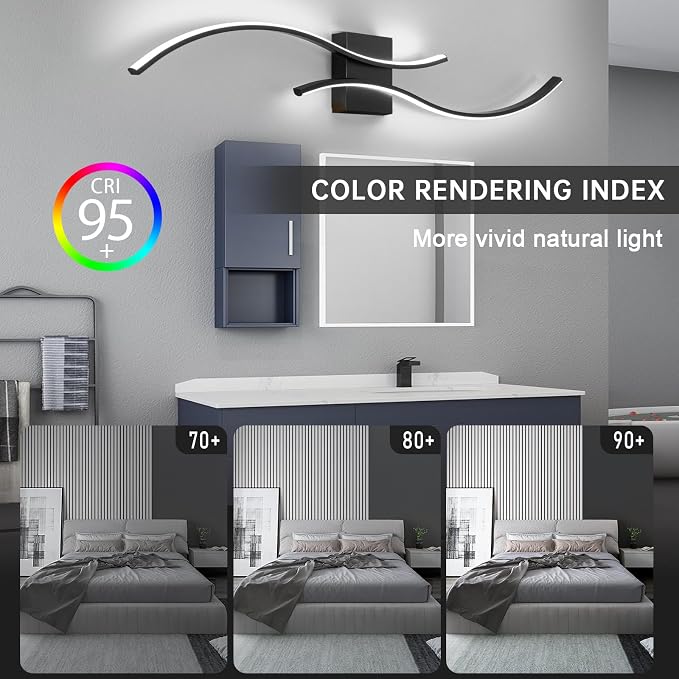 CANEOE Modern Led Wall Light, 39inch Black Indoor Led Wall Sconce Lighting - Image 2