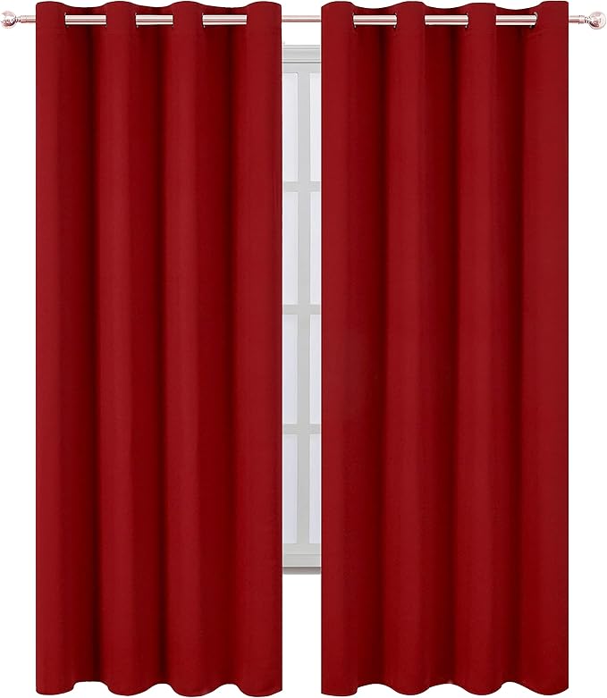 LEMOMO Red Thermal Blackout Curtains/52 x 108 Inch/Set of 2 Panels Room - Image 2
