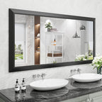Amorho Bathroom Mirror Black, 60 X30 Inch Thick Metal Framed Wall Mirrors by Amorho