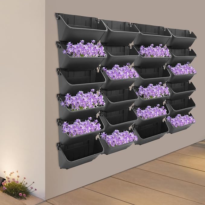 Vertical Wall Planter with 24 Pots, Hanging Garden Plant Flowerpot Holder - Image 7