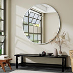 VooBang Black Round Bathroom Mirror, 42 inch Large Circle Wall Mounted Hanging by VooBang