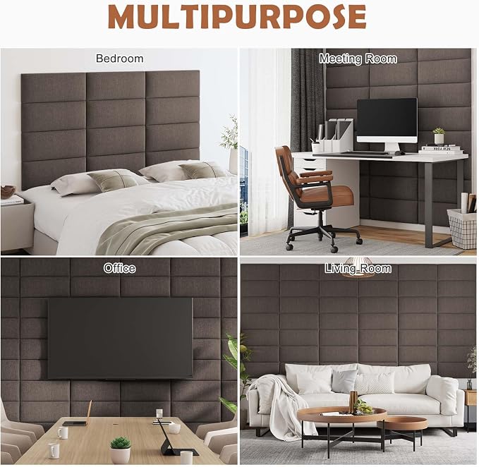 IFNOW Upholstered Wall Mounted Headboard, 3D Soundproof Peel and Stick Panels - Image 6