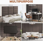 IFNOW Upholstered Wall Mounted Headboard, 3D Soundproof Wall Panels Peel and - Image 6