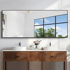 KOCUUY 72x30 Inch Large Black Wall Mounted Mirror, Aluminum Framed Decorative - Image 3