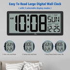 WallarGe 14.5'' Large Digital Wall Clock Battery Operated - Image 3