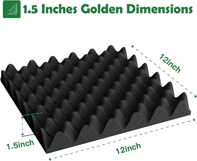 18 Pack 1.5"X12"X12" Acoustic Foam, Sound Proof Egg Crate Foam, Upgraded - Image 7
