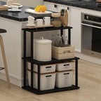Furinno Turn-N-Tube 3-Tier Toolless Kitchen Storage Shelf, Americano/Black - Image 2