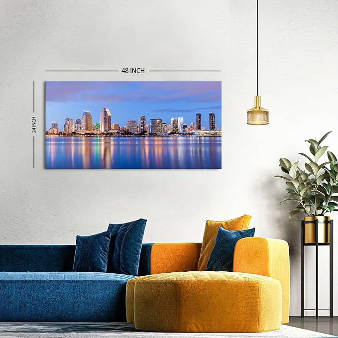 San Diego City Wall Art USA Cityscape Wall Decor Sunset San Diego Skyline - Image 6