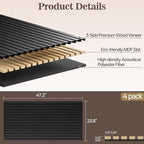 4 Pack Wood Panels for Wall, 47.24" x 23.81" Acoustic Wood Slat Wall Panel for - Image 2