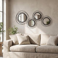 4 Piece Gold Round Wall Mirror Set Modern Metal Circle Home Decor by sxnzequnze