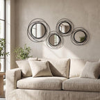 4 Piece Gold Round Wall Mirror Set Modern Metal Circle Home Decor by sxnzequnze