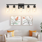 5-Light Matte Black Bathroom Light Fixtures, Bathroom Vanity Lights Over Mirror - Image 9