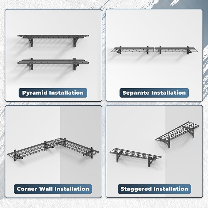 Jusgym 2 Pack Heavy Duty Garage Wall Shelving Set, Wall Mounted Garage Shelves - Image 5
