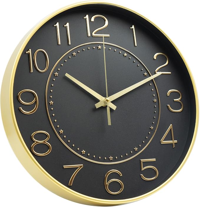 HZDHCLH 12inch Wall Clocks Battery Operated, Quartz Movement, Silent Non by HZDHCLH