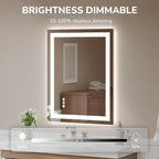 USHOWER LED Bathroom Mirror 28x36 Inch Tempered Glass - Image 6