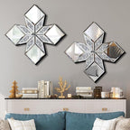 Crushed Diamond Decorative Mirror 2 Pack 16.75x16.75” Diamond Shape Glass Decor - Image 2