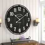 EMAX HOME Large Old Town Farmhouse Black Wall Clock 24 Inch Rustic Antique Wood - Image 7