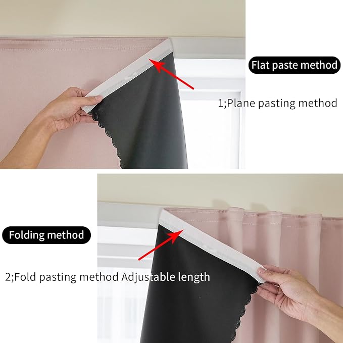 AJAZZ 100% Blackout Stick Curtain Portable Blackout Curtains Adhesive Curtains - Image 5