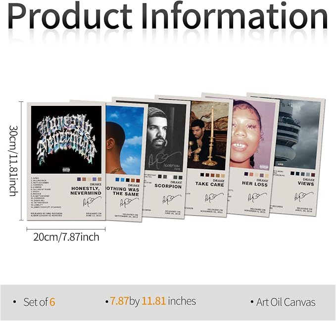 Lidy Set of 6 Drake Poster Music Album Cover Posters Set Merch Wall Art Decor - Image 4