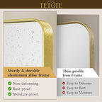 TETOTE 48 x 30 Inch Bathroom Mirror, Brushed Gold Metal Framed Wall Mounted - Image 3