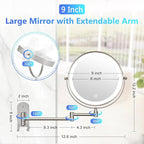 ALHAKIN 9" Wall Mounted Lighted Makeup Mirror, Rechargeable 1X/15X Magnifying - Image 7