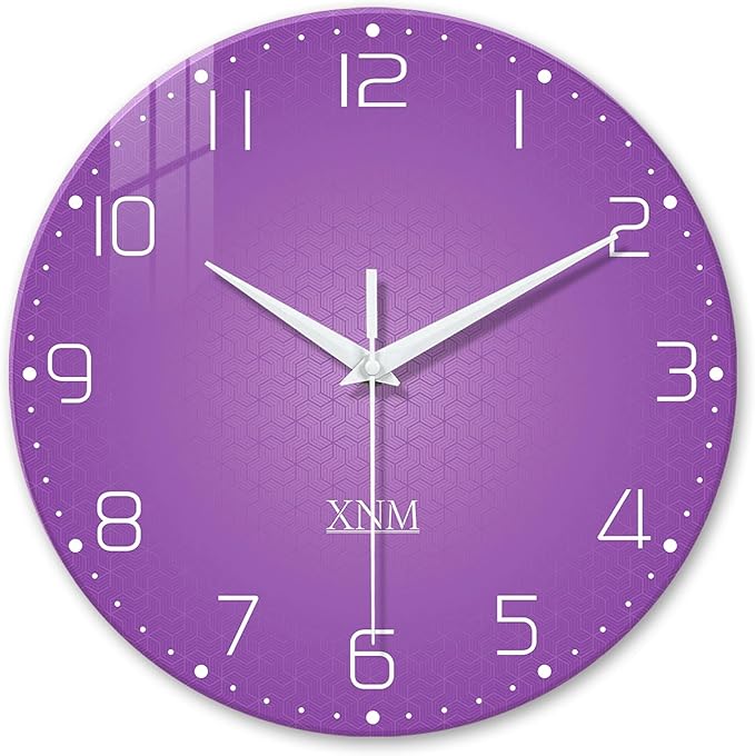 XNM Purple Wall Clock for Girls Bedroom Analog Simple Wall Clocks Battery by XNMwallclock