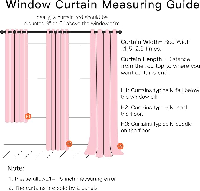XiDi Curtains for Bedroom Decor Pink52/84/1 - Image 8