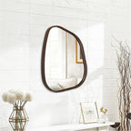 Irregular Wooden Framed Wall Mirror Modern Oval Asymmetrical Unique Hanging - Image 2