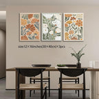 KISSFOX 3 Piece Framed Wall Art Floral Wall Decor Flower Canvas Art Green Beige - Image 2