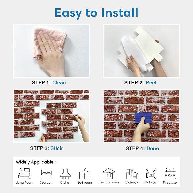 COMSTICKC 3D Faux Brick Wall Panels Peel and Stick, Small Size Thin PVC Fake - Image 9