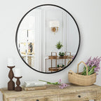 HARRITPURE Round Mirror 15.7" Black Wall Mounted Circle Mirror by HARRITPUREHome