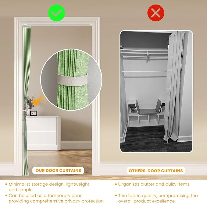 AJAZZ 100% Blackout Magnetic Door Curtain Accordion Door Accordion Doors - Image 7