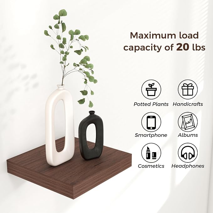 Square Floating Shelves for Wall 8"W x 8"D x 1.2"H, Small Engineered Wood Wall - Image 4