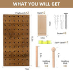 Brown Wood Pegboard Modular Display Wooden Pegboard Combination Wall Organizer - Image 5